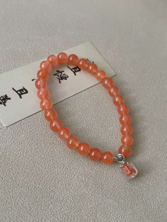 South Red Agate Bead Bracelet