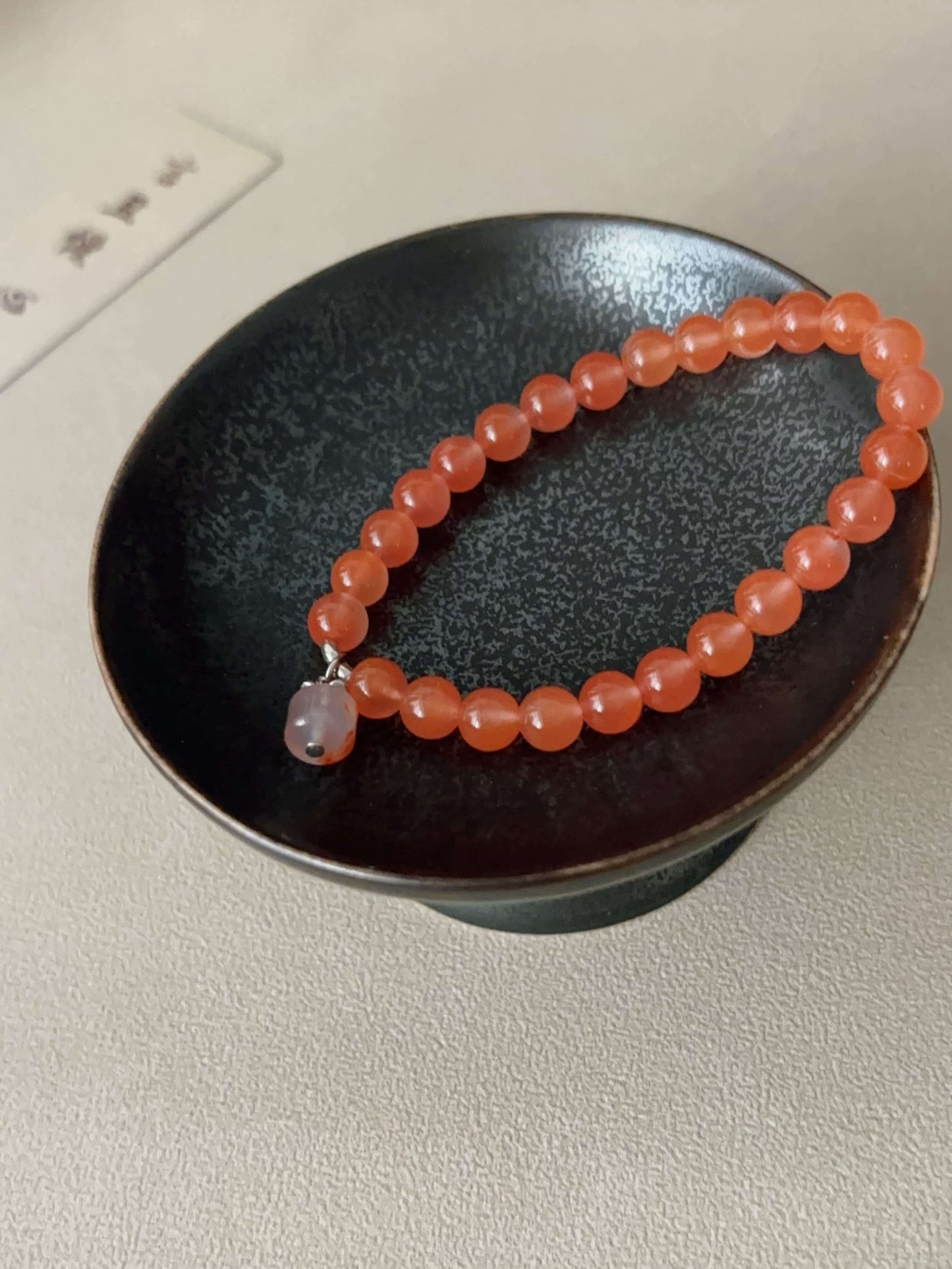 South Red Agate Bead Bracelet